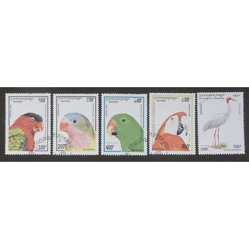 Cambodge Oblitéré Lot De 5 Timbres De 1995 Oiseaux