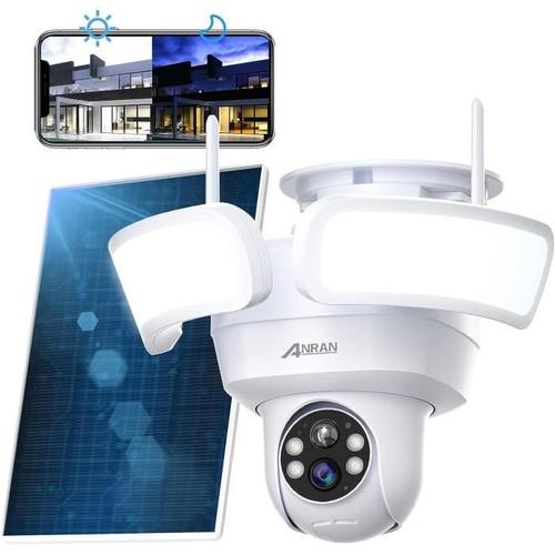 ANRAN Floodlight Camera de Surveillance à Projecteur PTZ 360° 2K 3MP HD WiFi Extérieur Solaire sans fil Éclairage Intelligent