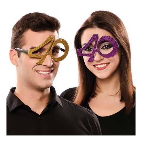 Lunettes 40 Anniversaire 2 Couleurs (Couleur Fuchsia)