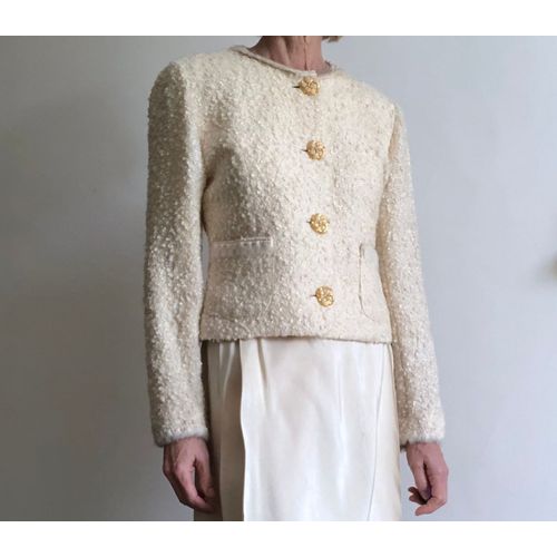 Veste Ivoire En Laine Bouclée Francesco Ferri T. 38