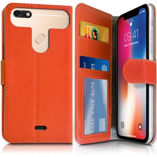 Etui Portefeuille Orange (Ref.3-C) pour Smartphone Samsung Galaxy J3 (2018)