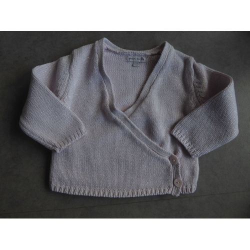Gilet Cache Coeur Rose Pâle Lurex Grain De Blé - 6 Mois