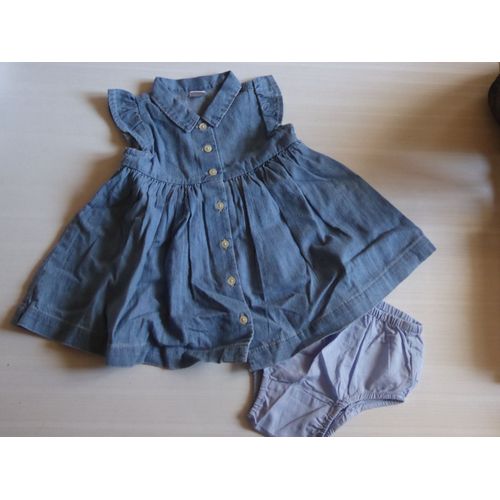 Neuve Robe Sans Manche En Jean + Bloomer Gap - 6/12 Mois