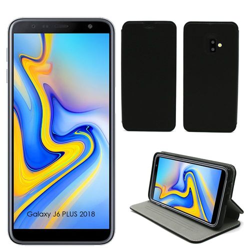 Etui Luxe Samsung Galaxy J6 Plus 2018 4g Noir Ultra Slim Cuir Pu Avec Stand - Housse Coque De Protection Galaxy J6+ 2018 Dual Sim Smartphone 2018 / 2019 - Accessoires Pochette Cover Xeptio Case