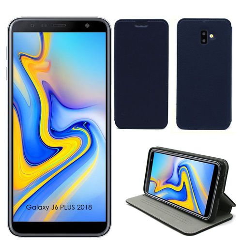 Etui Luxe Samsung Galaxy J6 Plus 2018 4g Bleu Ultra Slim Cuir Pu Avec Stand - Housse Coque De Protection Galaxy J6+ 2018 Dual Sim Smartphone 2018 / 2019 - Accessoires Pochette Cover Xeptio Case