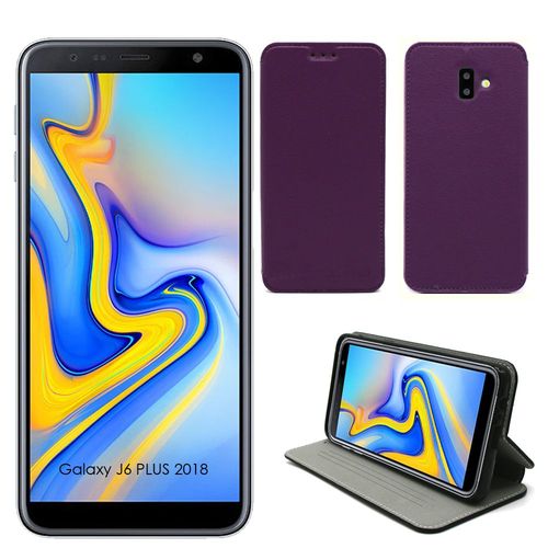 Etui Luxe Samsung Galaxy J6 Plus 2018 4g Violet Ultra Slim Cuir Pu Avec Stand - Housse Coque De Protection Galaxy J6+ 2018 Dual Sim Smartphone 2018 / 2019 - Accessoires Pochette Cover Xeptio Case