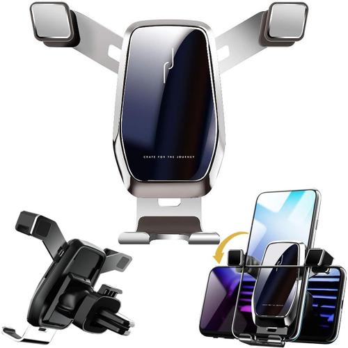 Support Telephone Voiture À Grille D'aération, Support Telephone Voiture Pince Reglable Porte Téléphone Voiture Rotation 360°Porte Smartphone Voiture Pour L'évent Du Pare-Brise Tableau De Bord