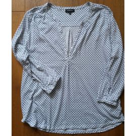 Chemise Caroll Blanche À Motif Bleu T. 42 Très Fluide Et Douce