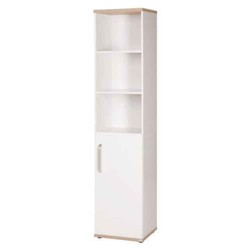 Roba Étagère Sur Pied "Pia" - 3 Niches Et 1 Porte À Fermeture Amortie - Blanc/Chêne San Remo