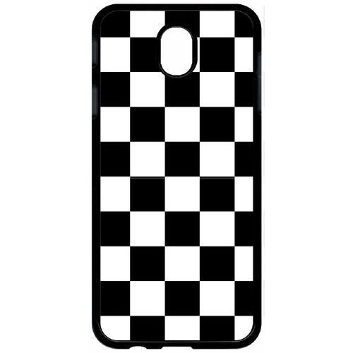 Coque Pour Tablette - Carr Noir Et Blanc Damier - Compatible Avec Samsung Galaxy J7 (2017) - Plastique - Bord Noir