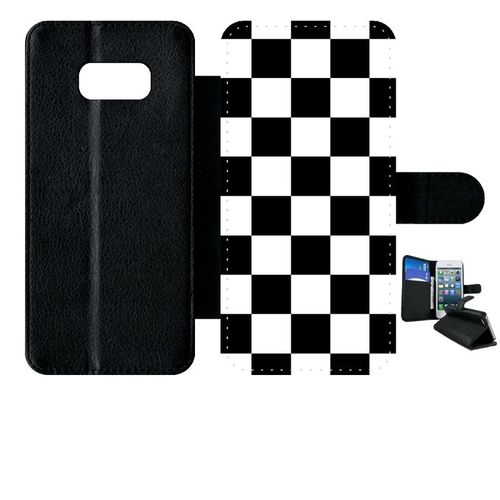 Etui À Rabat Galaxy S8+ - Carr Noir Et Blanc Damier - Simili-Cuir - Noir