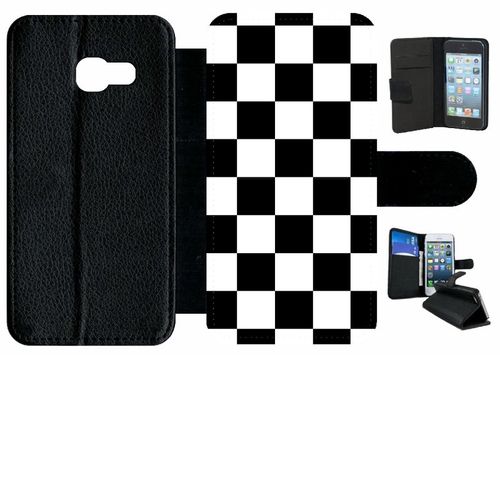Etui À Rabat Galaxy A3 (2017) - Carr Noir Et Blanc Damier - Simili-Cuir - Noir