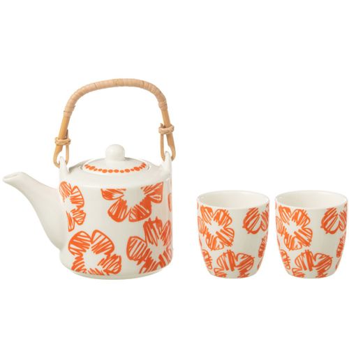 Ensemble Théière Et 2 Tasses En Céramique Blanche