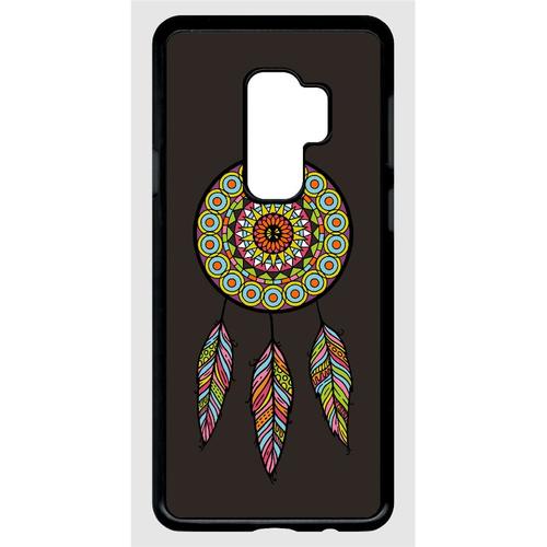 Coque Pour Smartphone - Attrape Reve Fond Brun - Compatible Avec Samsung Galaxy S9+ - Plastique - Bord Noir