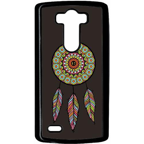 Coque Pour Smartphone - Attrape Reve Fond Brun - Compatible Avec Lg G3 - Plastique - Bord Noir