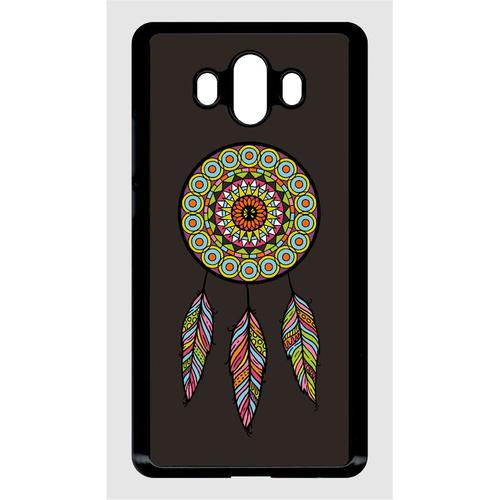 Coque Pour Smartphone - Attrape Reve Fond Brun - Compatible Avec Huawei Mate 10 - Plastique - Bord Noir