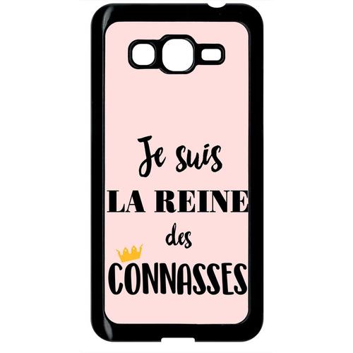 Coque Pour Smartphone - Je Suis La Reine Des Conasses Fond Rose - Compatible Avec Samsung Galaxy Grand Prime - Plastique - Bord Noir