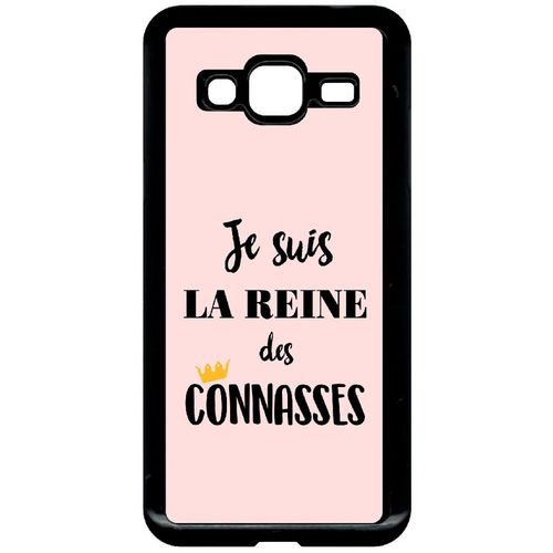 Coque Pour Smartphone - Je Suis La Reine Des Conasses Fond Rose - Compatible Avec Samsung Galaxy J3 (2016) - Plastique - Bord Noir