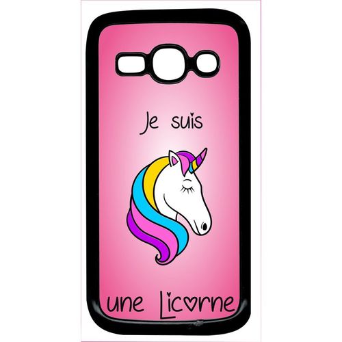 Coque Pour Smartphone - Je Suis Une Licorne Fond Rose - Compatible Avec Samsung Galaxy Ace 3 - Plastique - Bord Noir