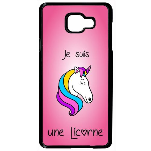 Coque Pour Smartphone - Je Suis Une Licorne Fond Rose - Compatible Avec Samsung Galaxy A7 (2016) - Plastique - Bord Noir