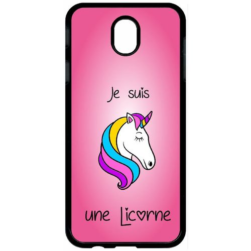 Coque Pour Tablette - Je Suis Une Licorne Fond Rose - Compatible Avec Samsung Galaxy J7 (2017) - Plastique - Bord Noir