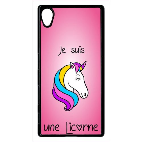 Coque Xperia Z5 - Je Suis Une Licorne Fond Rose - Noir
