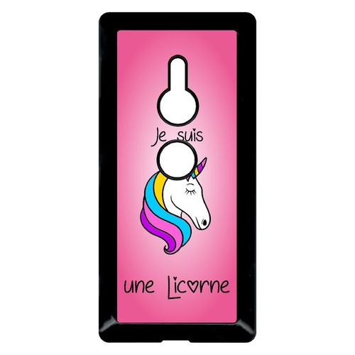 Coque Pour Smartphone - Je Suis Une Licorne Fond Rose - Compatible Avec Sony Xperia Xz2 - Plastique - Bord Noir