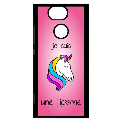 Coque Pour Smartphone - Je Suis Une Licorne Fond Rose - Compatible Avec Sony Xperia Xa2 - Plastique - Bord Noir