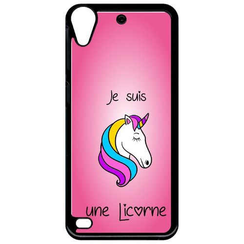 Coque Pour Smartphone - Je Suis Une Licorne Fond Rose - Compatible Avec Htc Desire 530 - Plastique - Bord Noir