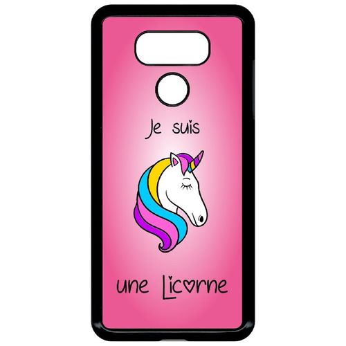 Coque Pour Smartphone - Je Suis Une Licorne Fond Rose - Compatible Avec Lg G6 - Plastique - Bord Noir