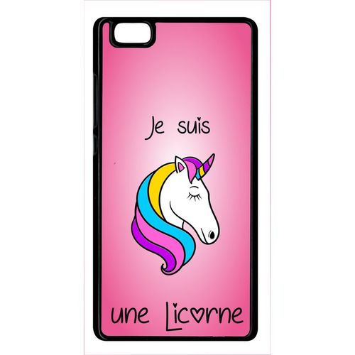 Coque Pour Smartphone - Je Suis Une Licorne Fond Rose - Compatible Avec Huawei Ascend P8 Lite (2015) - Plastique - Bord Noir