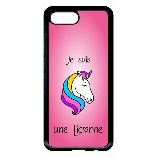 Coque Pour Smartphone - Je Suis Une Licorne Fond Rose - Compatible Avec Honor 10 - Plastique - Bord Noir