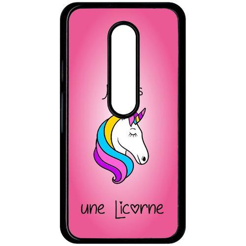 Coque Pour Smartphone - Je Suis Une Licorne Fond Rose - Compatible Avec Motorola Moto G (3rd Gen) - Plastique - Bord Noir