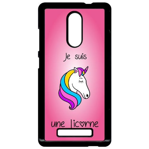 Coque Xiaomi Redmi Note 3 - Je Suis Une Licorne Fond Rose - Noir