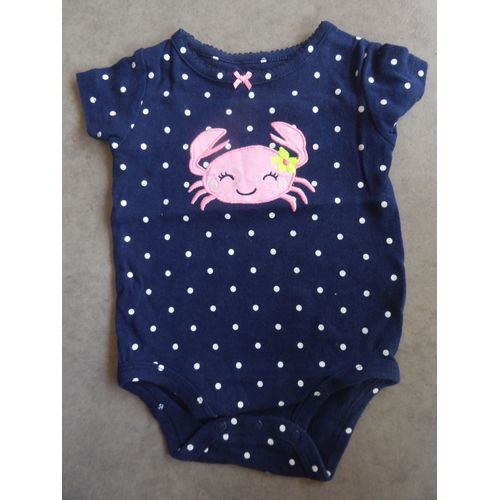 Body Manches Courtes Marine "Crabe" Carter's - 6 Mois