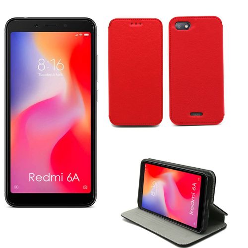 Etui Luxe Xiaomi Redmi 6a Rouge Slim Cuir Style Stand Smartphone 2018 - Housse Coque Anti Choc De Protection - Accessoires Pochette Case ¿