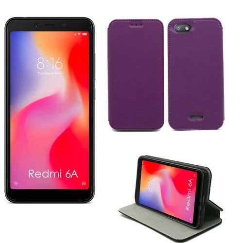 Etui Luxe Xiaomi Redmi 6a Violet Slim Cuir Style Stand Smartphone 2018 - Housse Coque Anti Choc De Protection - Accessoires Pochette Case ¿
