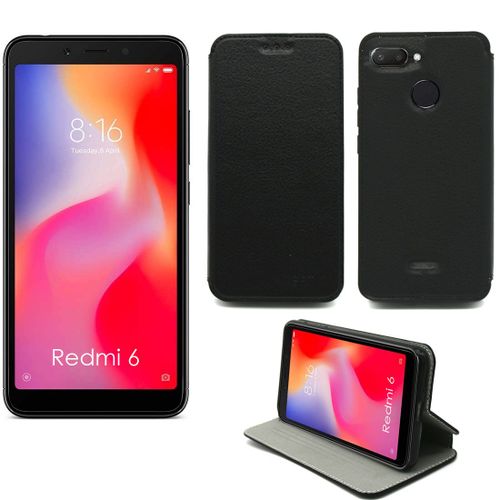 Etui Luxe Xiaomi Redmi 6 Noir Slim Cuir Style Stand Smartphone 2018 - Housse Coque Anti Choc De Protection - Accessoires Pochette Case ¿