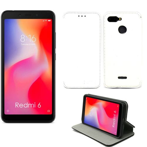 Etui Luxe Xiaomi Redmi 6 Blanc Slim Cuir Style Stand Smartphone 2018 - Housse Coque Anti Choc De Protection - Accessoires Pochette Case ¿