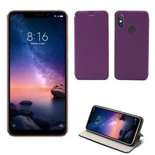Etui Luxe Xiaomi Redmi Note 6 / Note 6 Pro Violet Slim Cuir Style Stand Smartphone 2018 - Housse Coque Anti Choc De Protection - Accessoires Pochette Caserouge