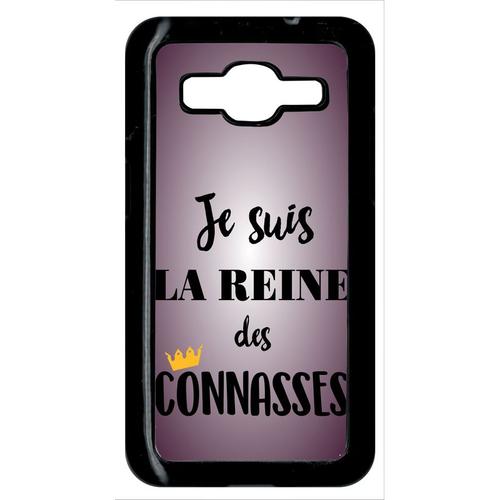 Coque Pour Smartphone - Je Suis La Reine Des Conasses Fond Violet - Compatible Avec Samsung Galaxy Core Prime - Plastique - Bord Noir