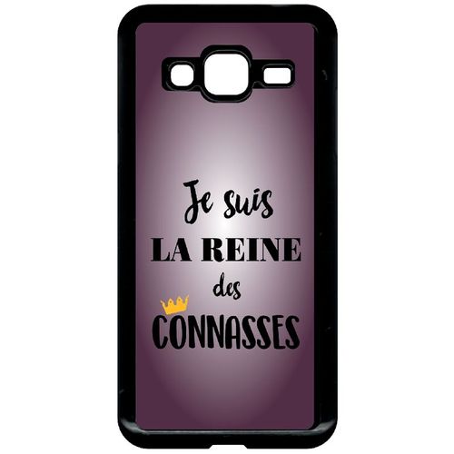 Coque Pour Smartphone - Je Suis La Reine Des Conasses Fond Violet - Compatible Avec Samsung Galaxy J3 (2016) - Plastique - Bord Noir