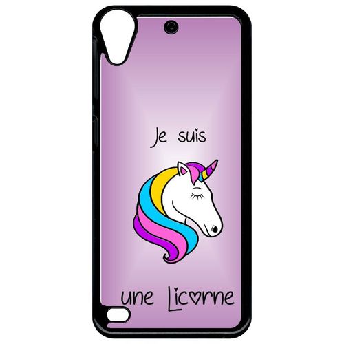 Coque Pour Smartphone - Je Suis Une Licorne Fond Violet - Compatible Avec Htc Desire 530 - Plastique - Bord Noir