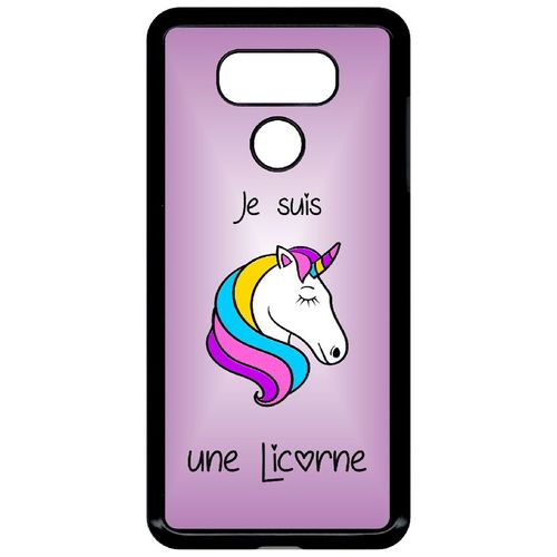 Coque Pour Smartphone - Je Suis Une Licorne Fond Violet - Compatible Avec Lg G6 - Plastique - Bord Noir