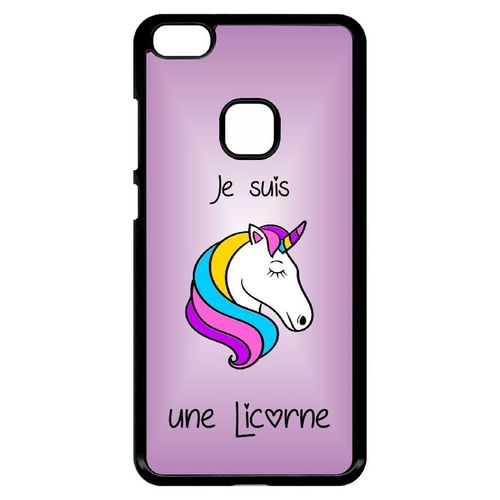 Coque Pour Smartphone - Je Suis Une Licorne Fond Violet - Compatible Avec Huawei Ascend P10 Lite - Plastique - Bord Noir