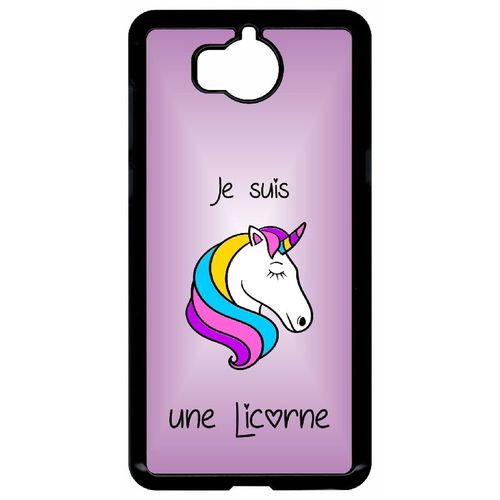 Coque Pour Smartphone - Je Suis Une Licorne Fond Violet - Compatible Avec Huawei Y5 (2017) - Plastique - Bord Noir