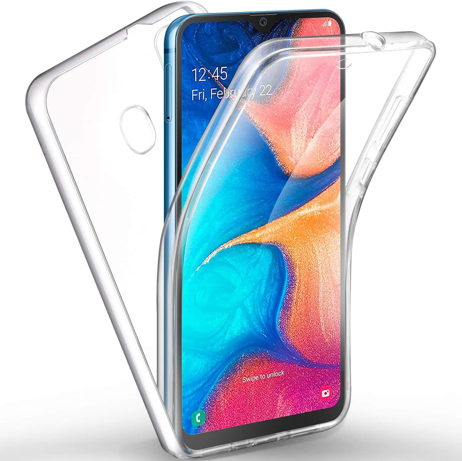 Coque Rigide En Silicone Avec Protection À 360 Degrés Et Façade En Tpu Souple Pour Samsung Galaxy A20e Clair