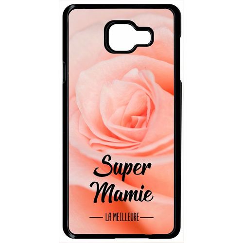 Coque Pour Smartphone - Super Mamie La Meilleure Fond De Roses - Compatible Avec Samsung Galaxy A7 (2016) - Plastique - Bord Noir