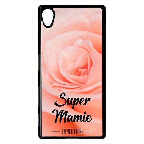 Coque Xperia Z5 - Super Mamie La Meilleure Fond De Roses - Noir