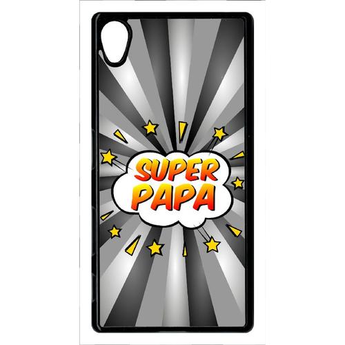 Coque Xperia Z5 - Super Papa Fond Graphique Gris - Noir